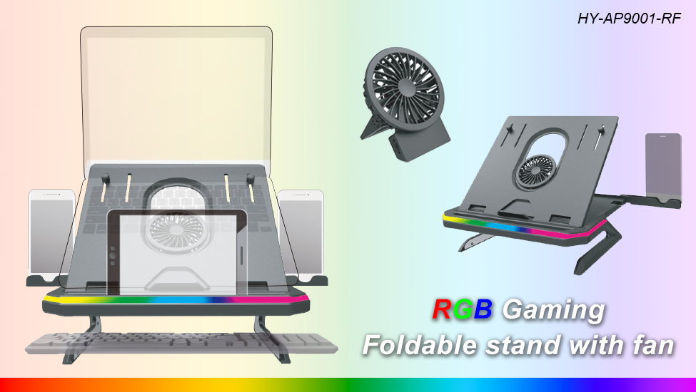 RGB gaming foldable stand with fan