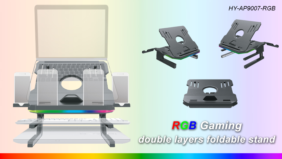 RGB gaming double layers foldable stand